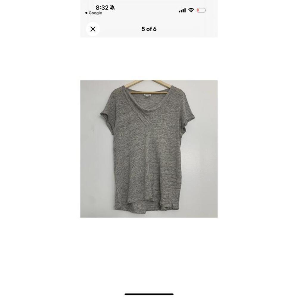 Sundance Medium Gray Women's Short Sleeve Linen Cowl Neck Top M